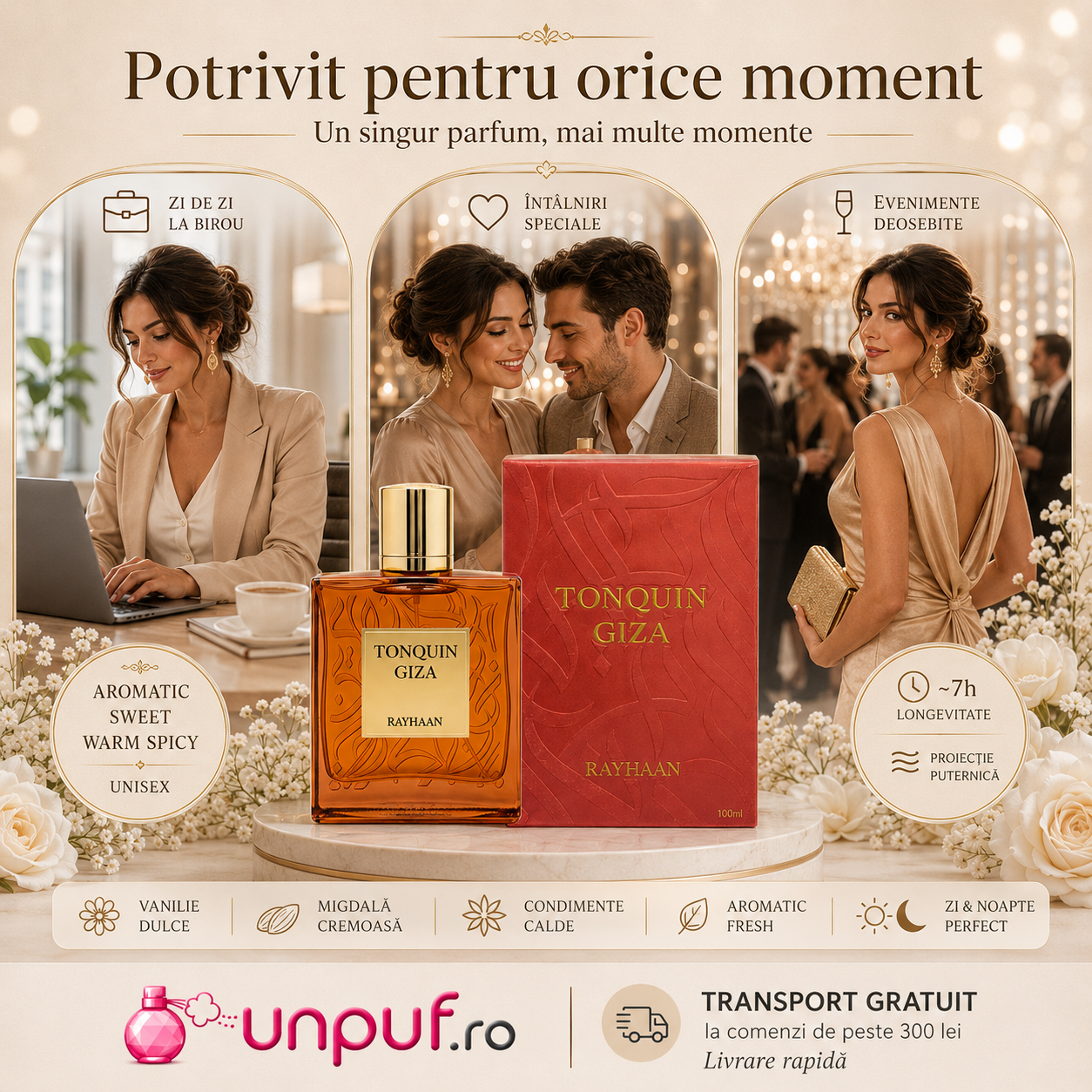 Rayhaan Tonquin Giza parfum Arăbesc unisex potrivit pentru zi de zi, birou, &icirc;nt&acirc;lniri speciale și evenimente deosebite